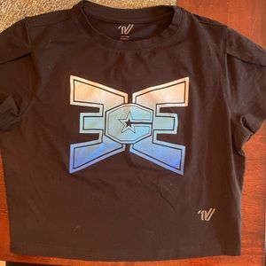 ECE crop top with ECE in blue ombré. Varsity brand